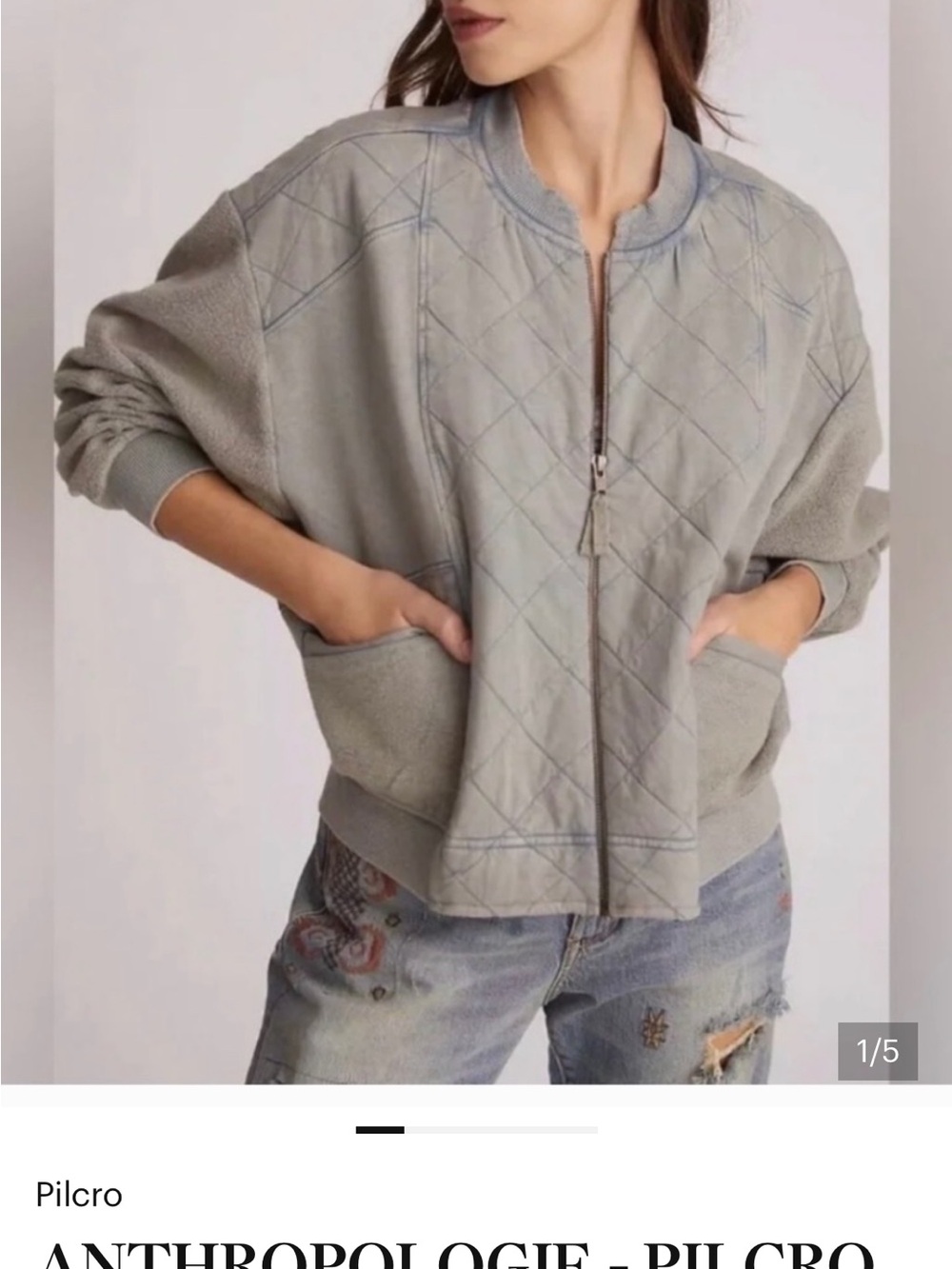Pilcro Quilted Rose color Bomber Jacket
